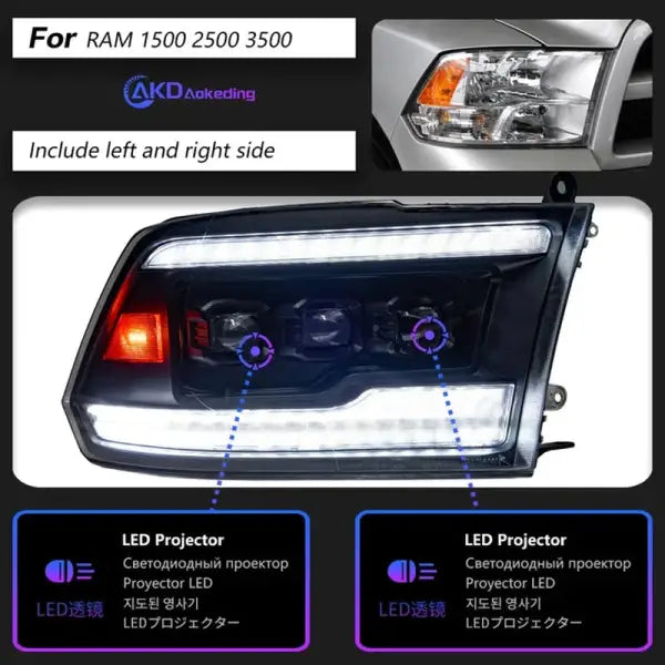 Car Styling Head Lamp for Dodge RAM 1500 2500 LED Headlight 2009-2018 Headlights RAM DRL Turn Signal High Beam Auto Accessories