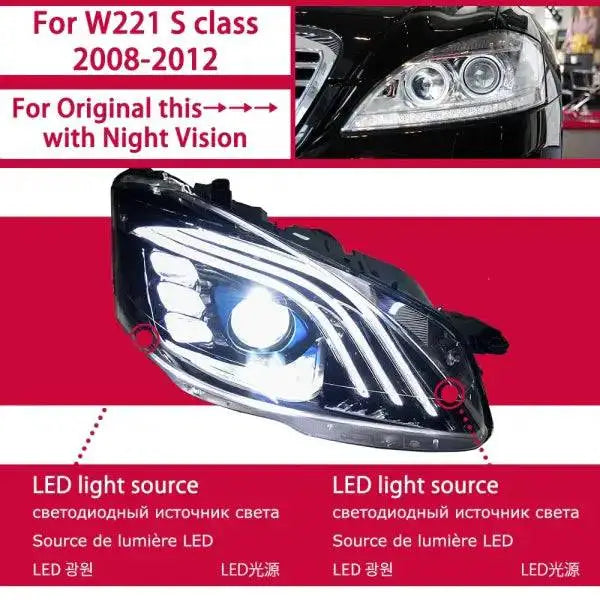 Car Styling Head lamp light for Benz W221 Headlights