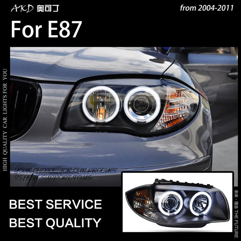 Car Styling Head Lamp for E87 Headlights 2003-2010 120I 118I E87 LED Headlight Angel Eye DRL Hid Bi Xenon