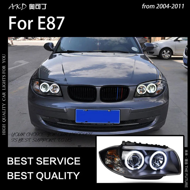 Car Styling Head Lamp for E87 Headlights 2003-2010 120I 118I E87 LED Headlight Angel Eye DRL Hid Bi Xenon