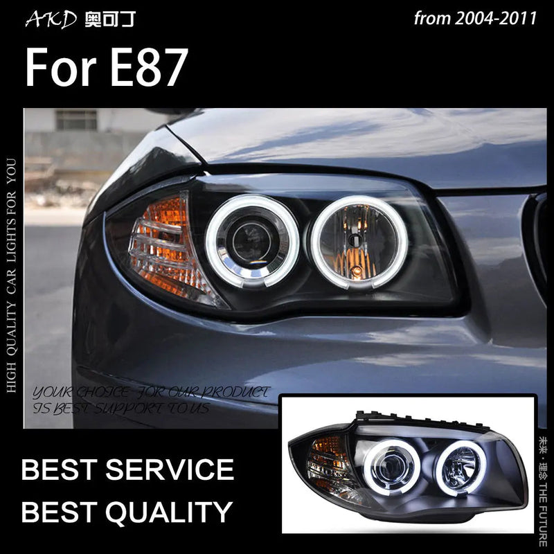 Car Styling Head Lamp for E87 Headlights 2003-2010 120I 118I E87 LED Headlight Angel Eye DRL Hid Bi Xenon