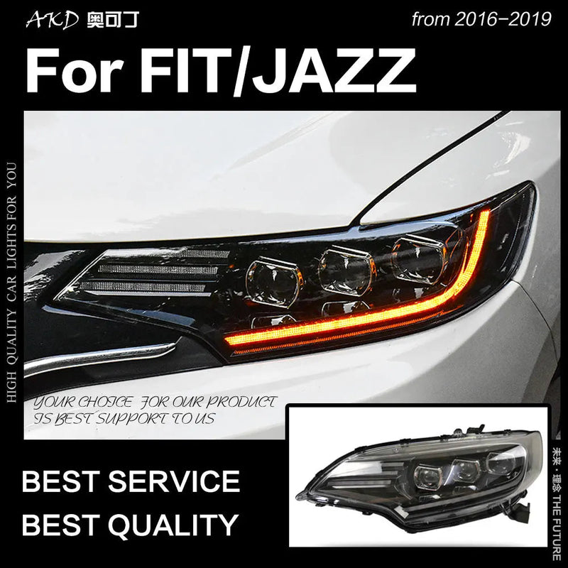 Car Styling Head Lamp for Fit Headlights 2014-2018 New Jazz All LED Headlight LED DRL Hid Bi Xenon
