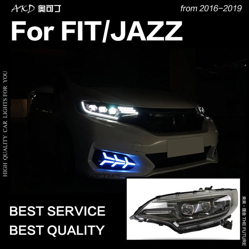 Car Styling Head Lamp for Fit Headlights 2014-2018 New Jazz All LED Headlight LED DRL Hid Bi Xenon