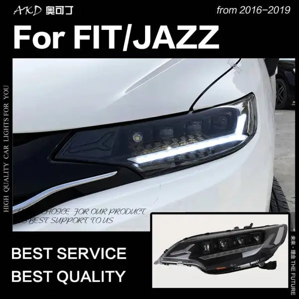 Car Styling Head lamp light for Fit Jazz Headlights