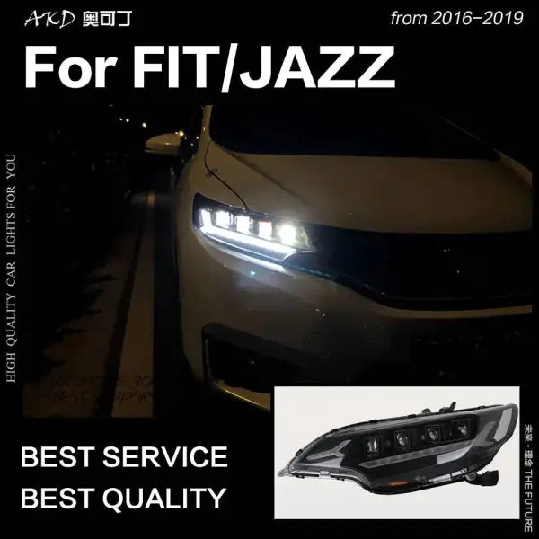 Car Styling Head lamp light for Fit Jazz Headlights