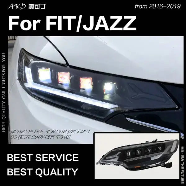 Car Styling Head lamp light for Fit Jazz Headlights