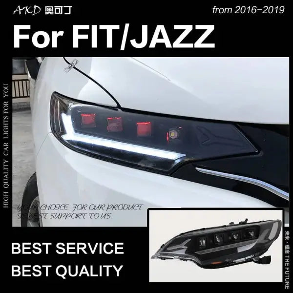 Car Styling Head lamp light for Fit Jazz Headlights