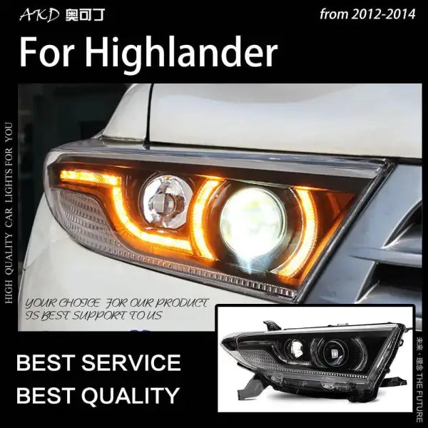 Car Styling Head lamp light for Highlander Headlights 2012