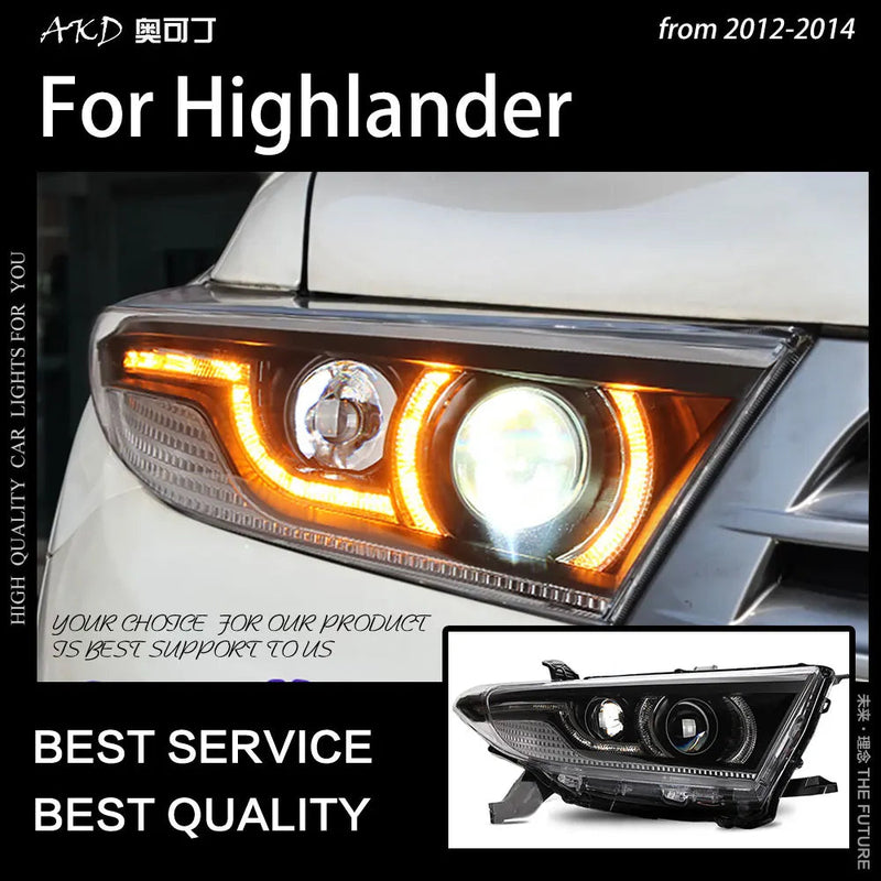 Car Styling Head Lamp for Highlander Headlights 2012 2013 2014 Highlander LED Headlight DRL Hid Dynamic Bi Xenon