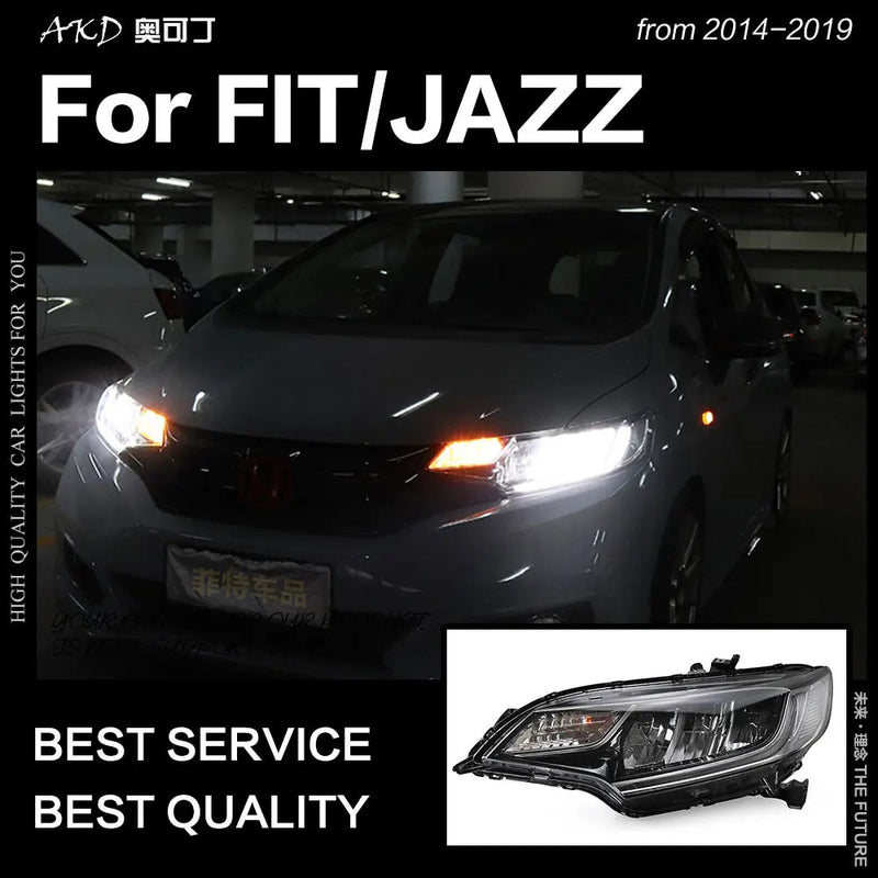 Car Styling Head Lamp for Honda Fit Headlights 2014-2019 Jazz LED Headlight DRL Angel Eye Hid Bi Xenon