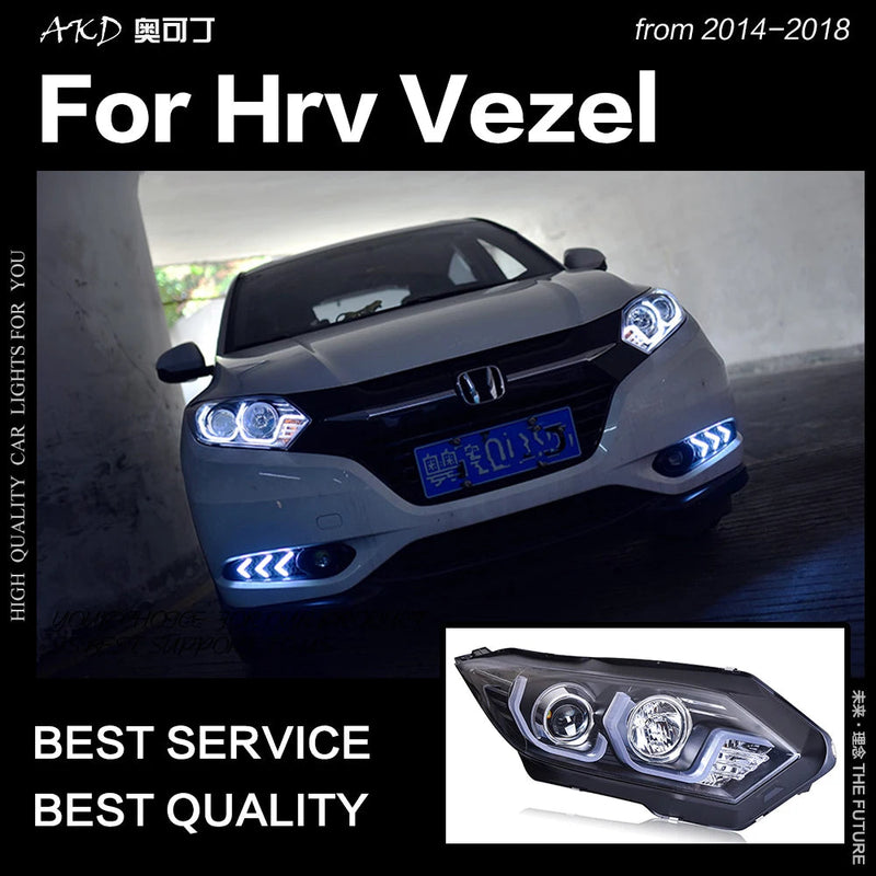 Car Styling Head Lamp for HR-V Headlights 2016Up HRV Vezel LED Headlight Led DRL Double Lens Hid Bi Xenon