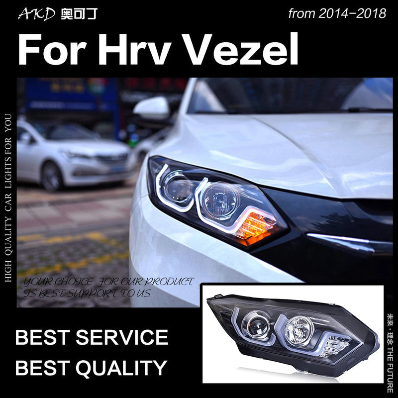 Car Styling Head Lamp for HR-V Headlights 2016Up HRV Vezel LED Headlight Led DRL Double Lens Hid Bi Xenon