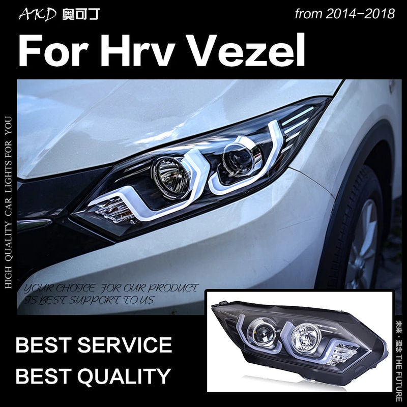 Car Styling Head Lamp for HR-V Headlights 2016Up HRV Vezel LED Headlight Led DRL Double Lens Hid Bi Xenon