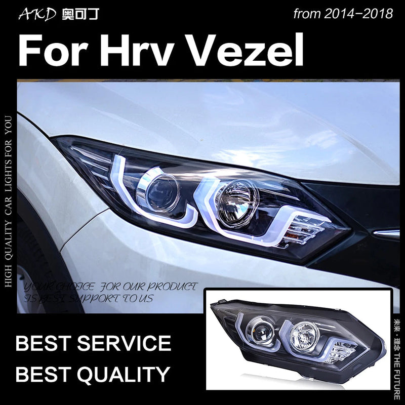 Car Styling Head Lamp for HR-V Headlights 2016Up HRV Vezel LED Headlight Led DRL Double Lens Hid Bi Xenon