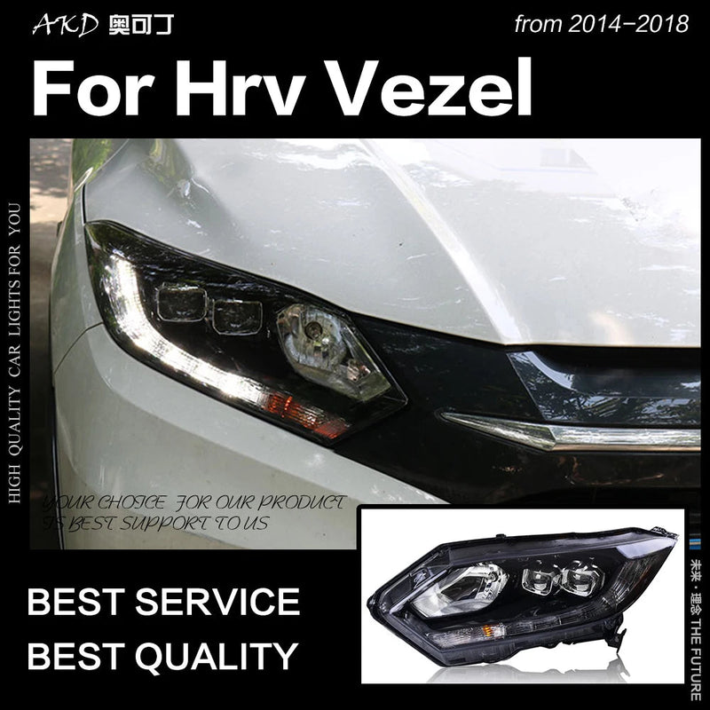 Car Styling Head Lamp for HRV Vezel LED Headlight 2014-2018 Turn Signal LED DRL Double Lens Hid Bi Xenon