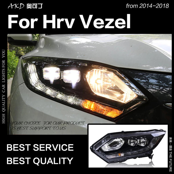 Car Styling Head Lamp for HRV Vezel LED Headlight 2014-2018 Turn Signal LED DRL Double Lens Hid Bi Xenon