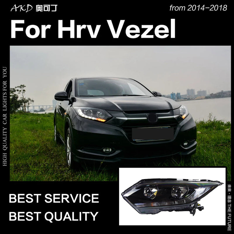 Car Styling Head Lamp for HRV Vezel LED Headlight 2014-2018 Turn Signal LED DRL Double Lens Hid Bi Xenon