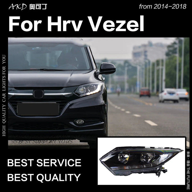 Car Styling Head Lamp for HRV Vezel LED Headlight 2014-2018 Turn Signal LED DRL Double Lens Hid Bi Xenon