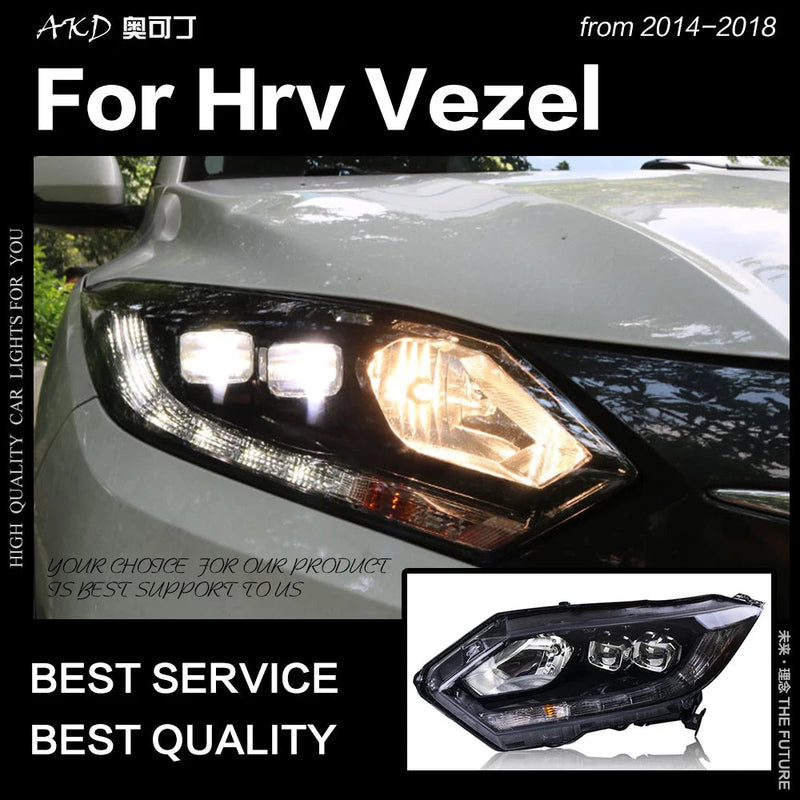 Car Styling Head Lamp for HRV Vezel LED Headlight 2014-2018 Turn Signal LED DRL Double Lens Hid Bi Xenon