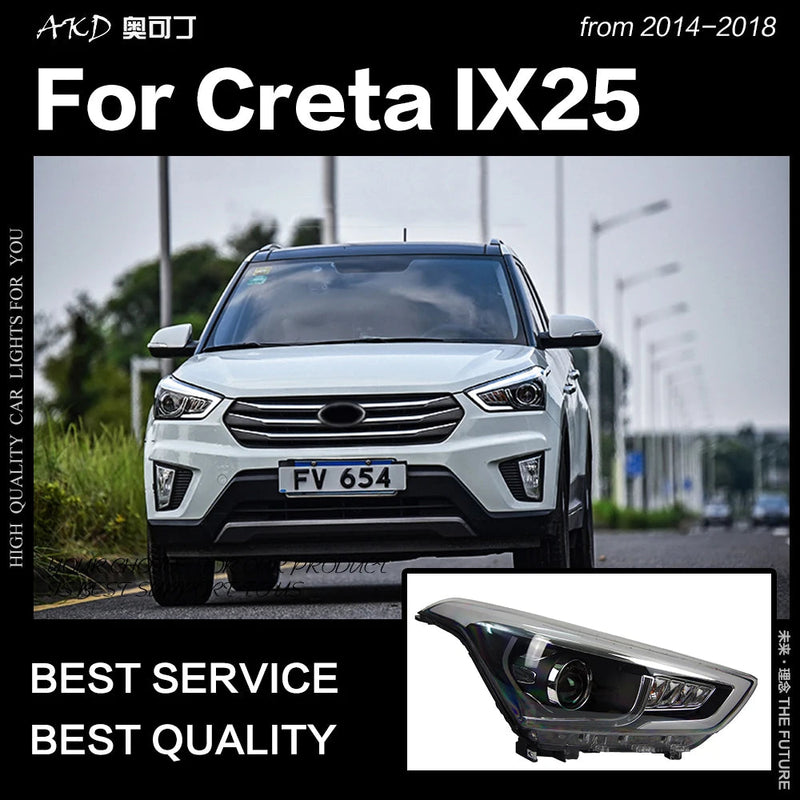 Car Styling Head Lamp for Hyundai Creta Headlights 2014-2018 New IX25 LED Headlight DRL Hid Bi Xenon
