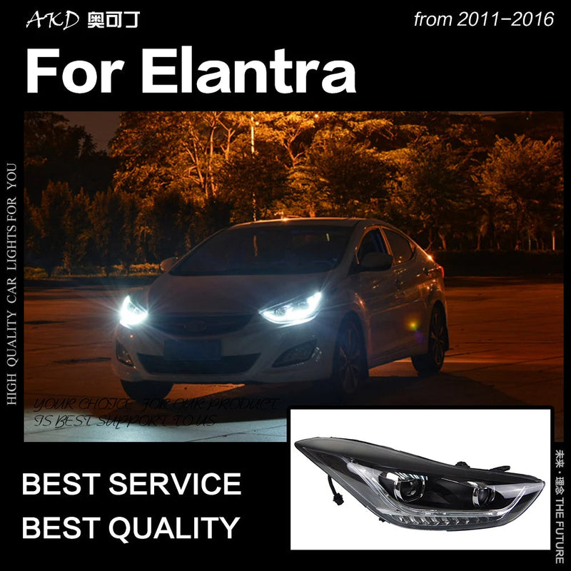 Car Styling Head Lamp for Hyundai Elantra Headlights 2011-2016 Avante MD LED Headlight DRL Hid Bi Xenon