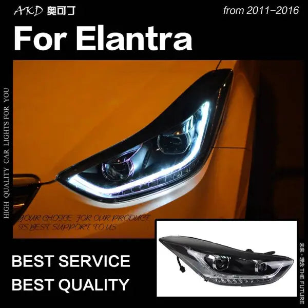 Car Styling Head lamp light for Hyundai Elantra Headlights