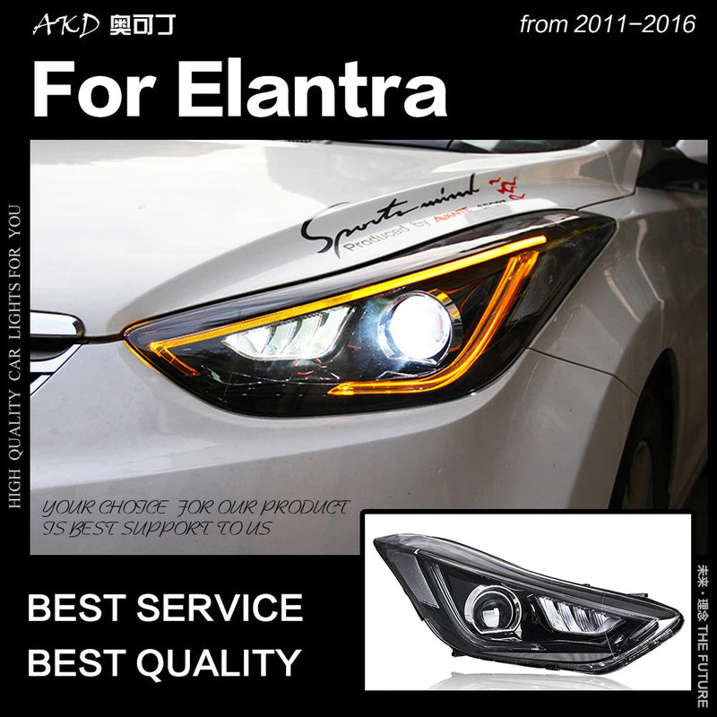 Car Styling Head Lamp for Hyundai Elantra LED Headlight 2011-2016 LED High Beam LED Signal DRL Hid Bi Xenon
