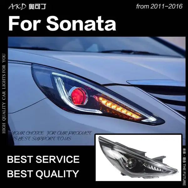 Car Styling Head lamp light for Hyundai Sonata LED