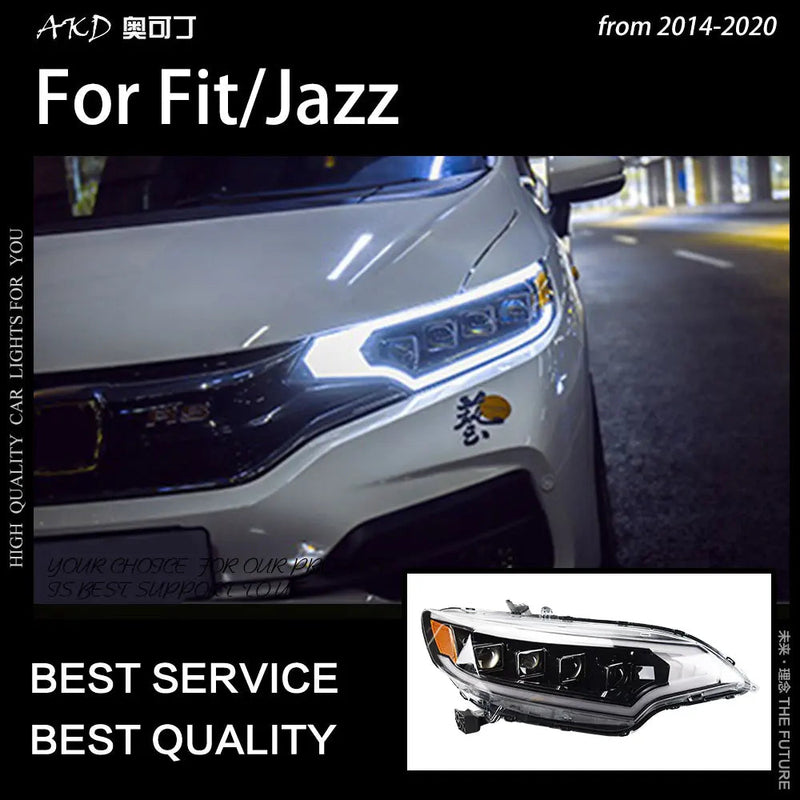 Car Styling Head Lamp for Jazz Fit LED Headlight 2014-2018 Turn Signal LED DRL Double Lens Hid Bi Xenon