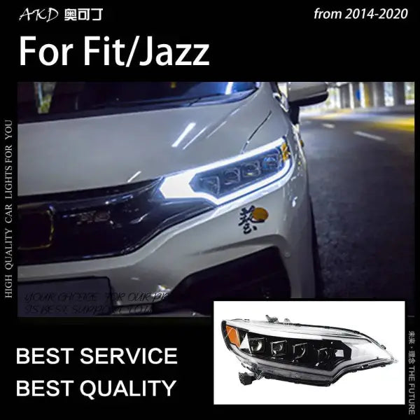 Car Styling Head lamp light for Jazz Fit LED Headlight