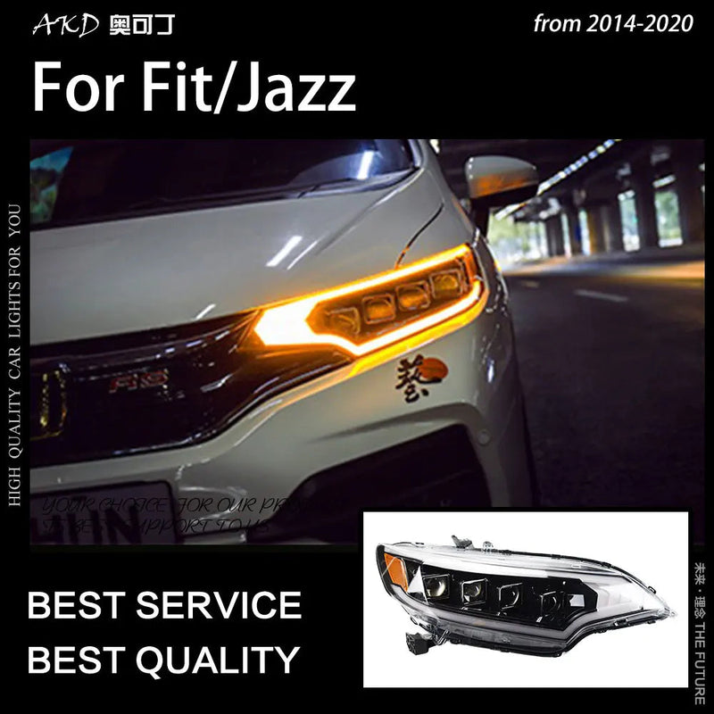 Car Styling Head Lamp for Jazz Fit LED Headlight 2014-2018 Turn Signal LED DRL Double Lens Hid Bi Xenon