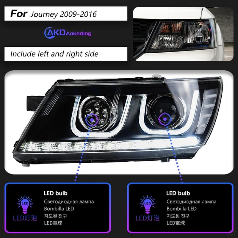 Car Styling Head Lamp for JCUV Headlights 2008-2019 Journey LED Headlight DRL Freemont Angel Eye Bi Xenon Beam