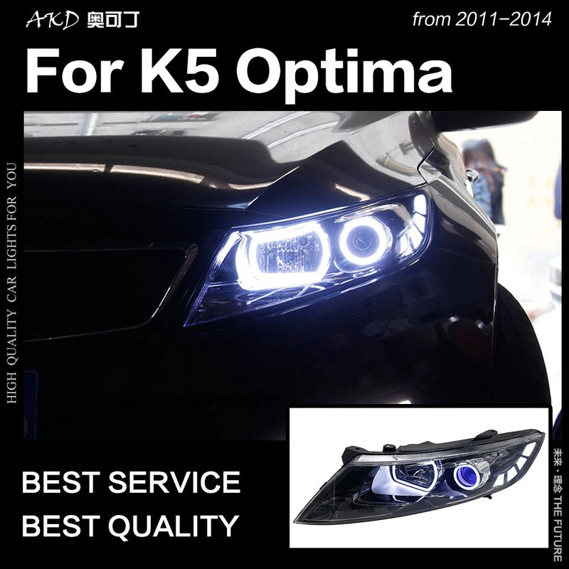 Car Styling Head Lamp for Kia K5 Headlights 2011-2014 Optima LED Headlight Angel Eye LED DRL Hid Bi Xenon