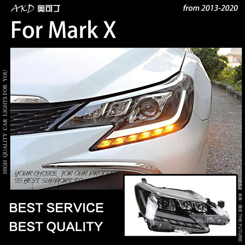 Car Styling Head Lamp for Mark X Headlights 2013-2020 Reiz LED Headlight LED DRL Dynamic Signal Bi Xenon Projector