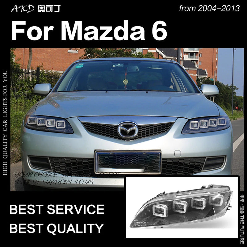 Car Styling Head Lamp for Mazda 6 Headlights 2004-2012 Mazda6 All LED Headlight LED DRL Dynamic Signal Angel Eye