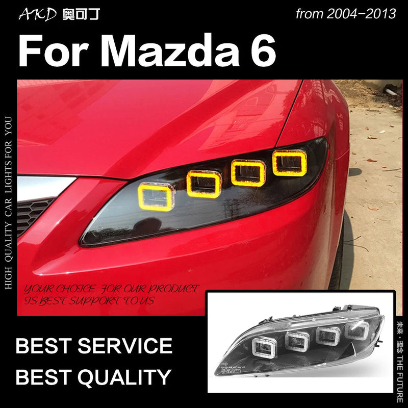 Car Styling Head Lamp for Mazda 6 Headlights 2004-2012 Mazda6 All LED Headlight LED DRL Dynamic Signal Angel Eye