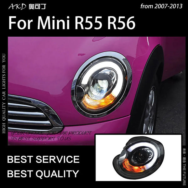Car Styling Head Lamp for MINI R55 R56 Headlights 2007-2013 Cooper LED Headlight R57 R58 DRL Bi Xenon Hid Beam