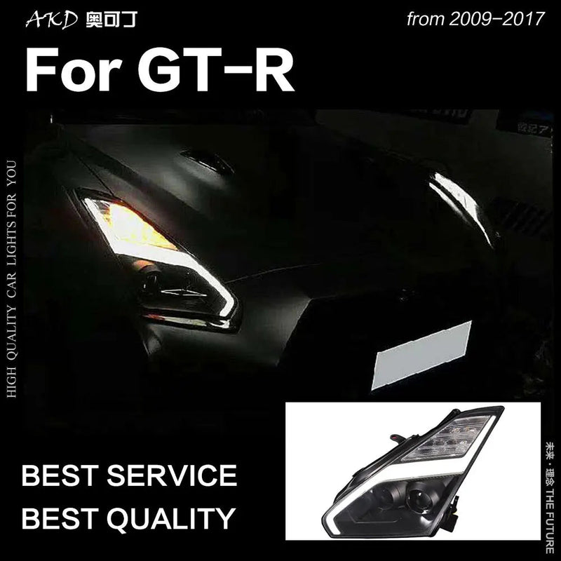 Car Styling Head Lamp for Nissan GT-R Headlights 2009-2017 GTR LED Headlight DRL Angel Eye Hid Bi Xenon