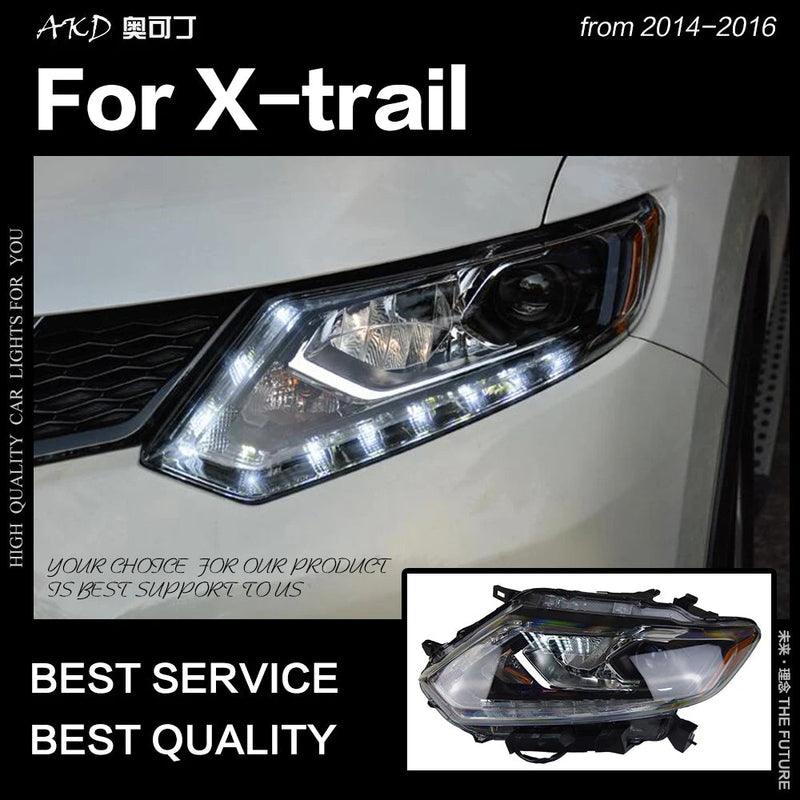 Car Styling Head Lamp for Nissan X-Trail Headlights 2014 Rouge LED Headlight Orignal Design DRL Hid Option Beam