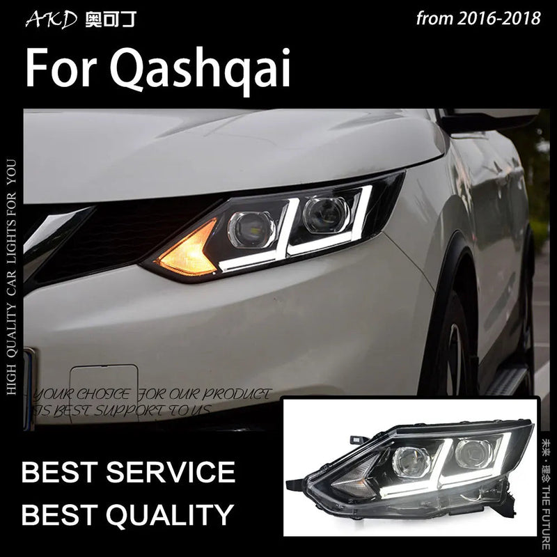 Car Styling Head Lamp for Qashqai Headlight 2016-2018 Dualis LED Headlight DRL Bi Xenon Projector Lens Auto Accessorie