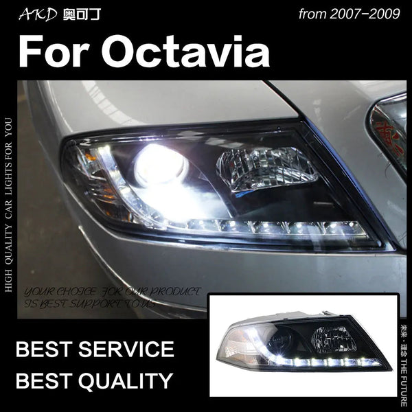 Car Styling Head Lamp for Skoda Octavia A5 Headlights 2007-2009 Octavia LED Headlight DRL Hid Bi Xenon