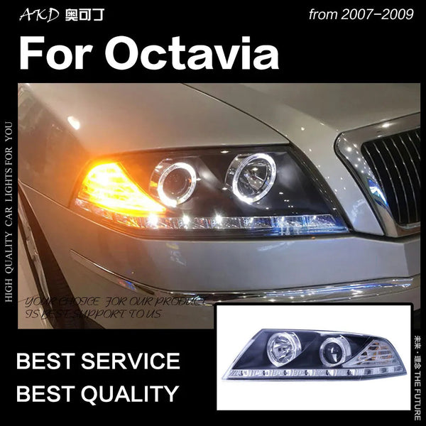 Car Styling Head Lamp for Skoda Octavia Headlights 2007-2009 Octavia LED Headlight DRL Hid Bi Xenon