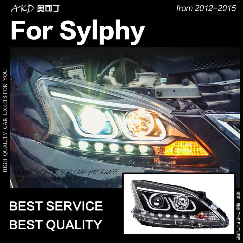 Car Styling Head Lamp for Sylphy Headlights 2012 Sentra LED Headlight DRL Hid Option Head Lamp Angel Eye Beam