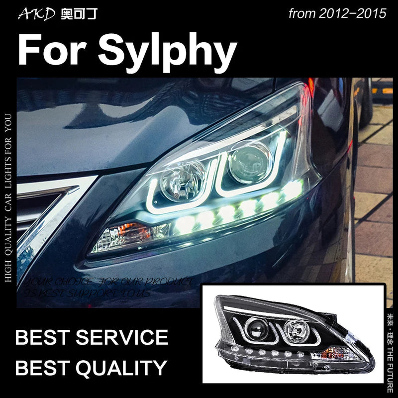 Car Styling Head Lamp for Sylphy Headlights 2012 Sentra LED Headlight DRL Hid Option Head Lamp Angel Eye Beam