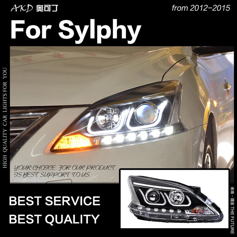 Car Styling Head Lamp for Sylphy Headlights 2012 Sentra LED Headlight DRL Hid Option Head Lamp Angel Eye Beam