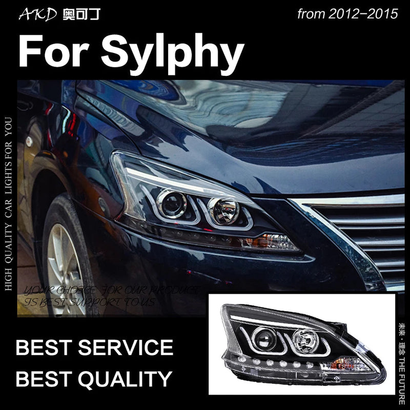 Car Styling Head Lamp for Sylphy Headlights 2012 Sentra LED Headlight DRL Hid Option Head Lamp Angel Eye Beam