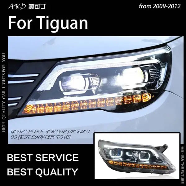 Car Styling Head lamp light for Tiguan Headlights 2009-2012