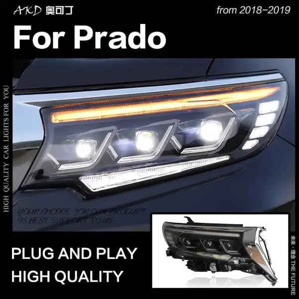 Car Styling Head lamp light for Toyota Prado Headlights