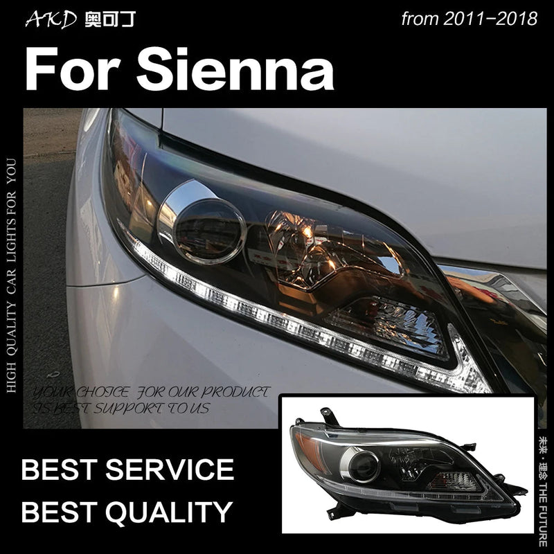 Car Styling Head Lamp for Toyota Sienna Headlights 2013-2018 Sienna LED Headlight DRL Signal Hid Bi Xenon