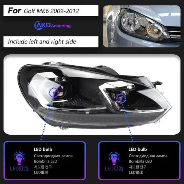 Car Styling Head lamp light for VW Golf 6 Headlights